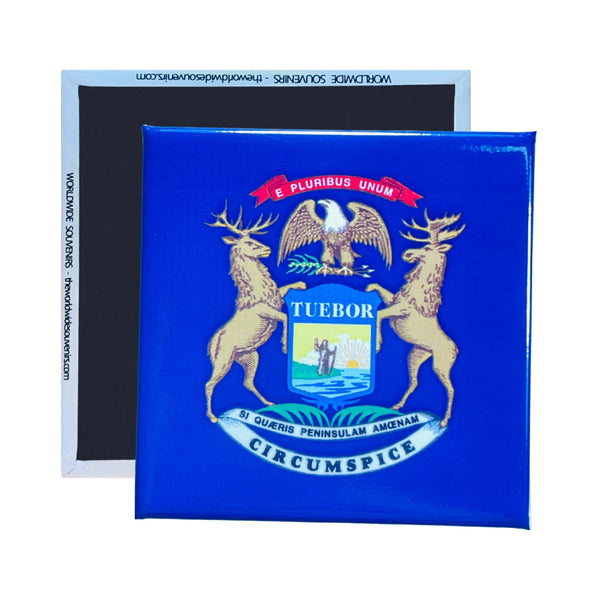 Square Magnet - State Flag of MICHIGAN - USA