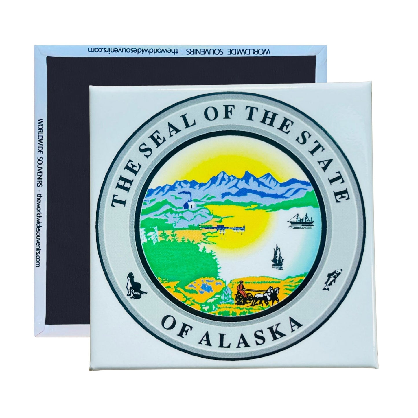Square Magnet - State Seal ALASKA - USA