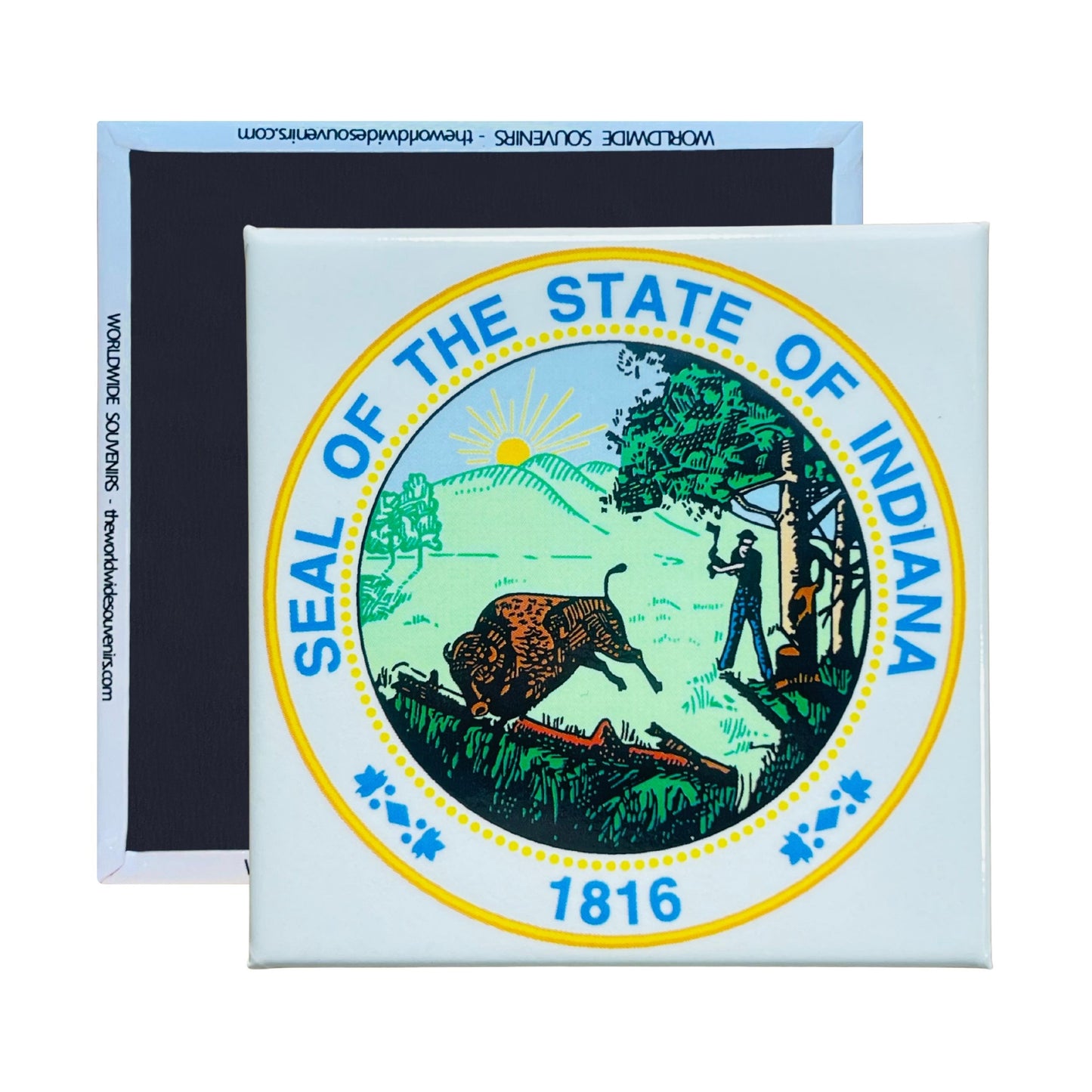 Square Magnet - State Seal INDIANA - USA