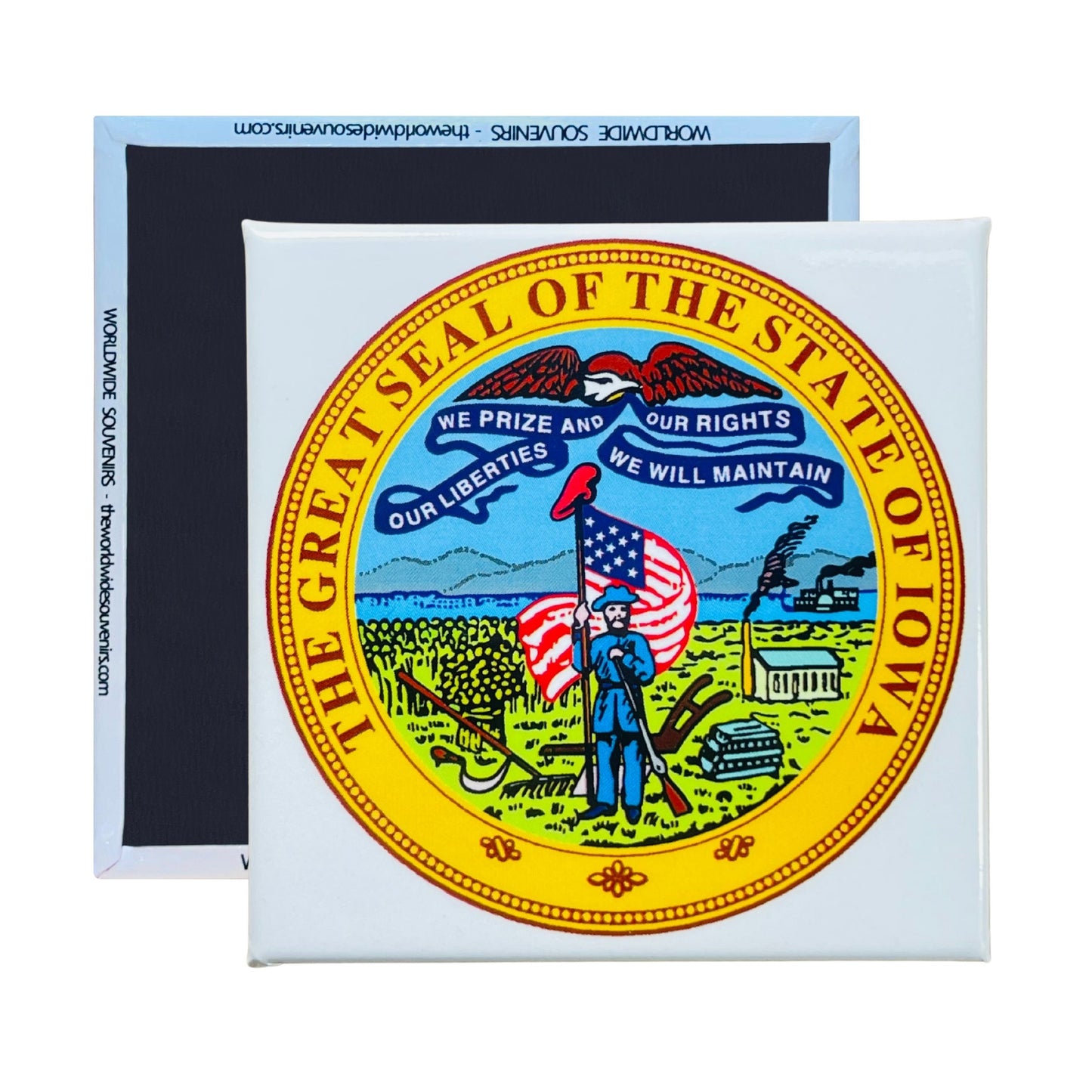 Square Magnet - State Seal IOWA - USA