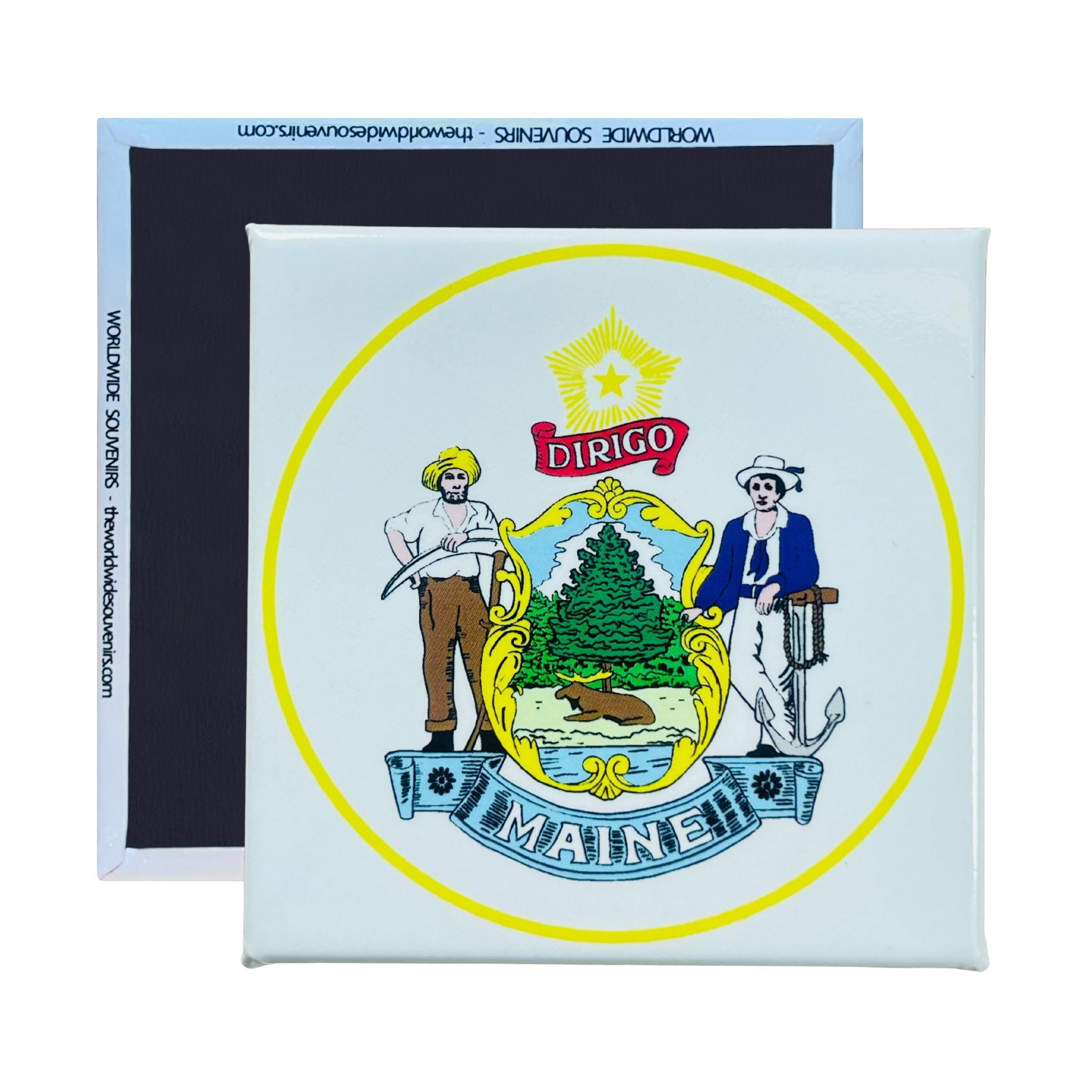 Square Magnet - State Seal MAINE - USA