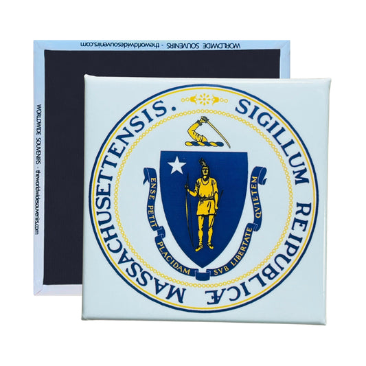 Square Magnet - State Seal MASSACHUSETTS - USA