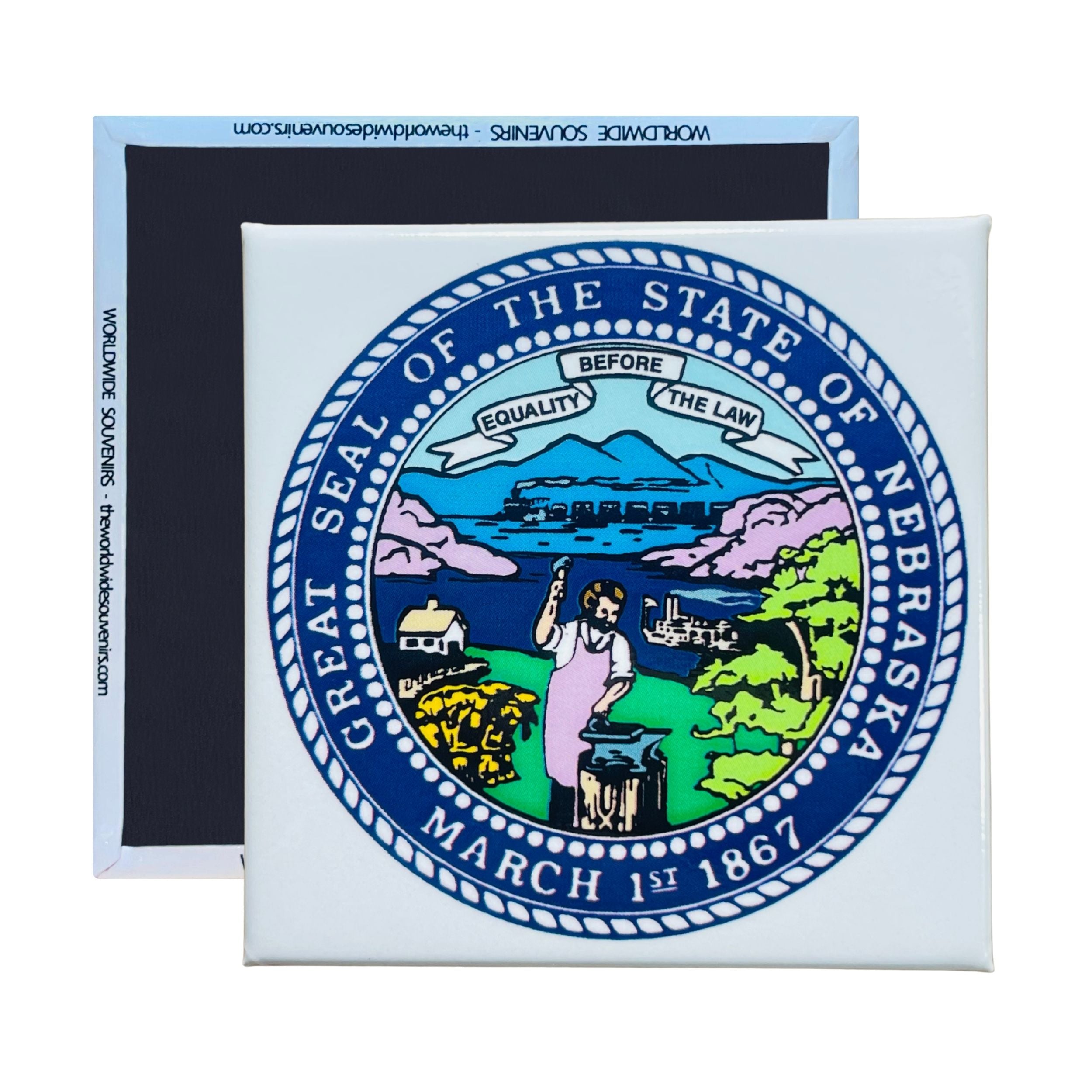 Square Magnet - State Seal NEBRASKA - USA