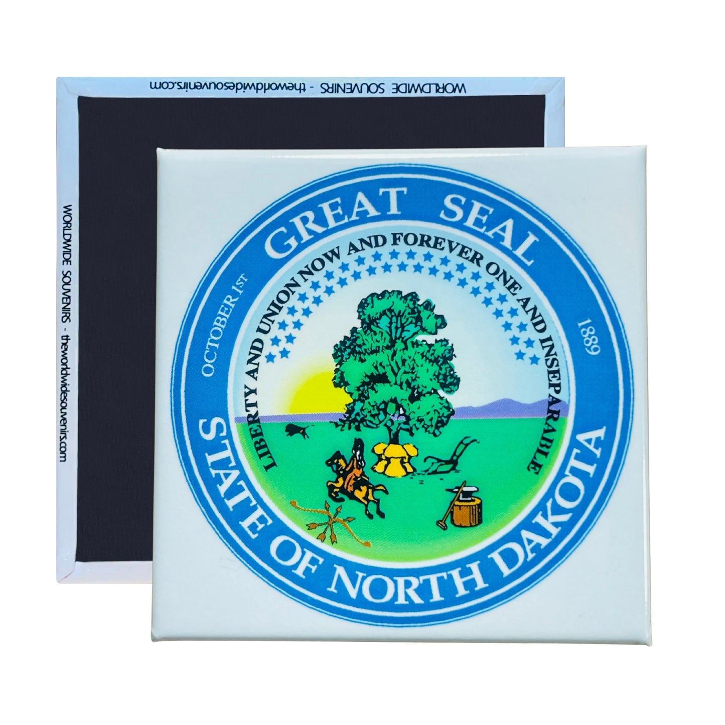 Square Magnet - State Seal NORTH DAKOTA - USA