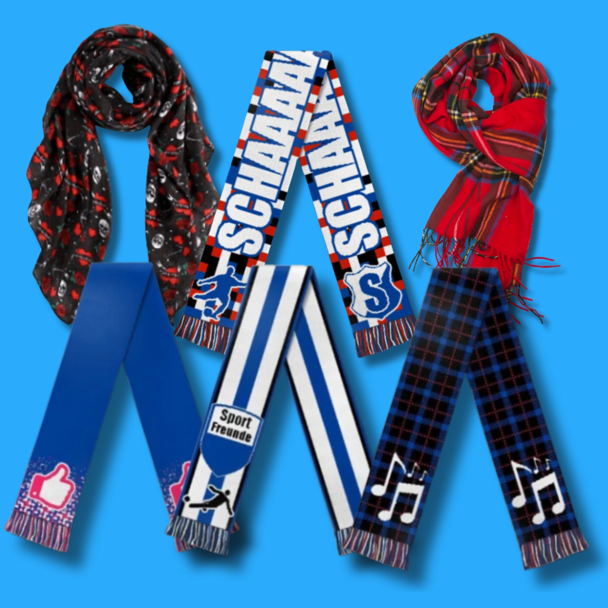 Bufandas personalizadas con escudo y colores de club fabricadas por Astur Pins