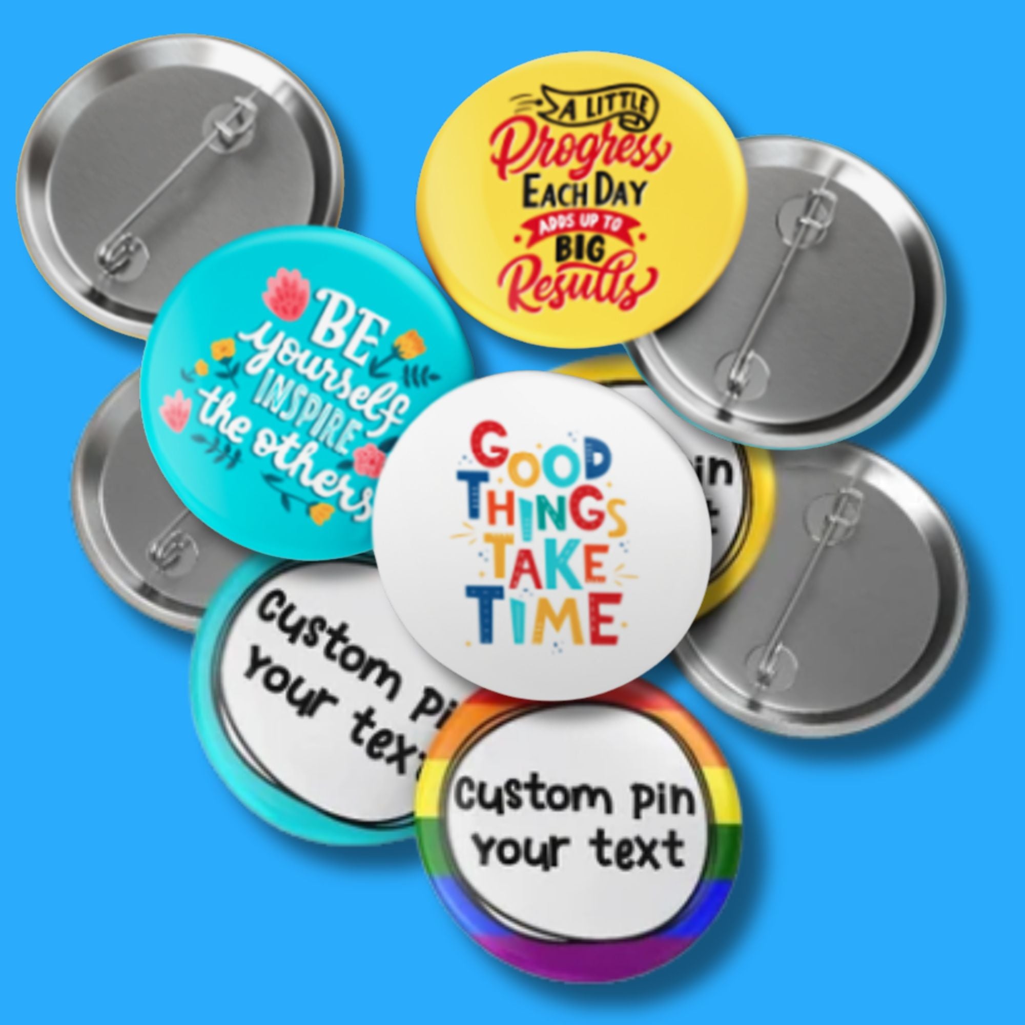 Personalisierte Buttons mit Nadel für Kleidung und Rucksäcke
