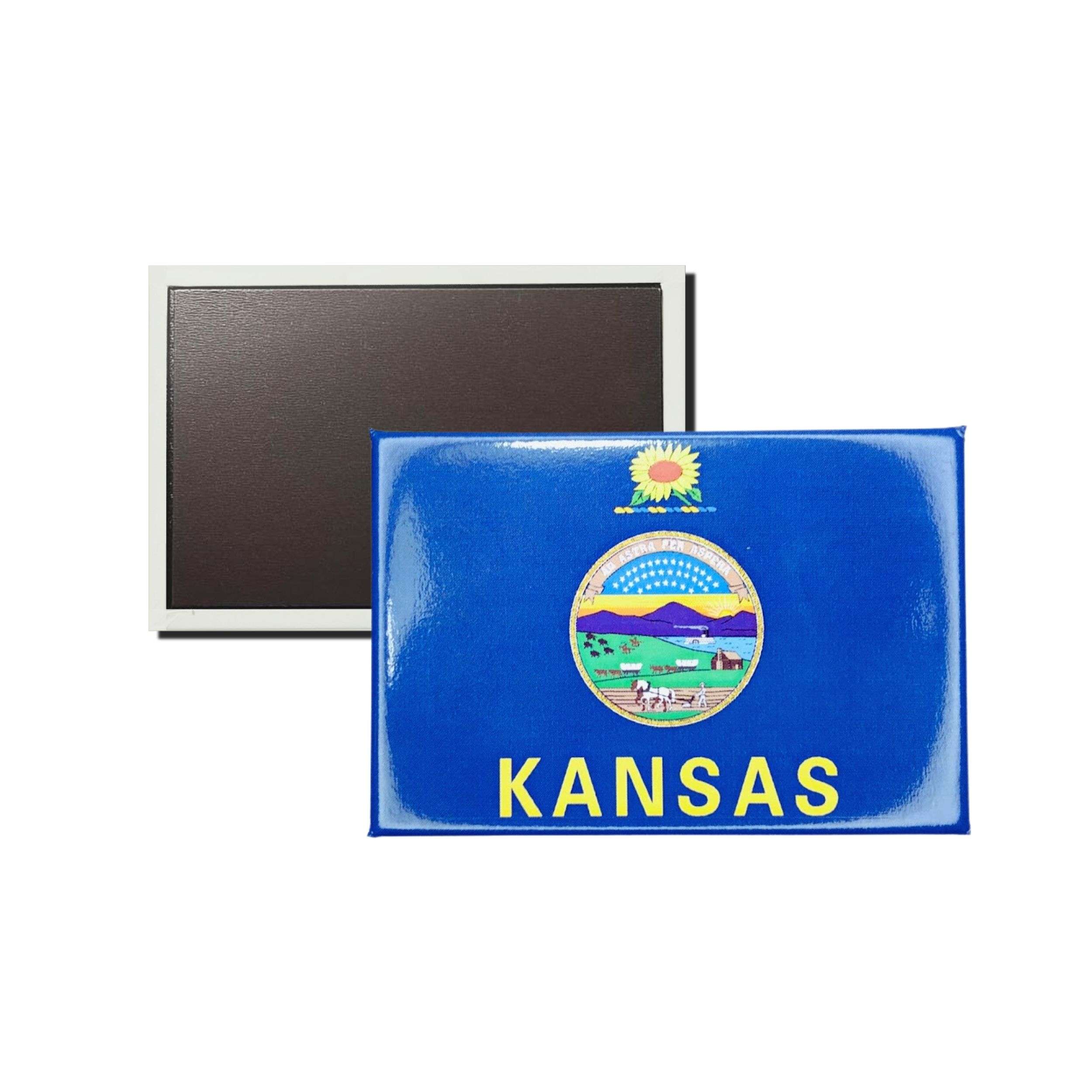 IMAN RECTANGULAR HORIZONTAL BANDERA ESTADO KANSAS USA