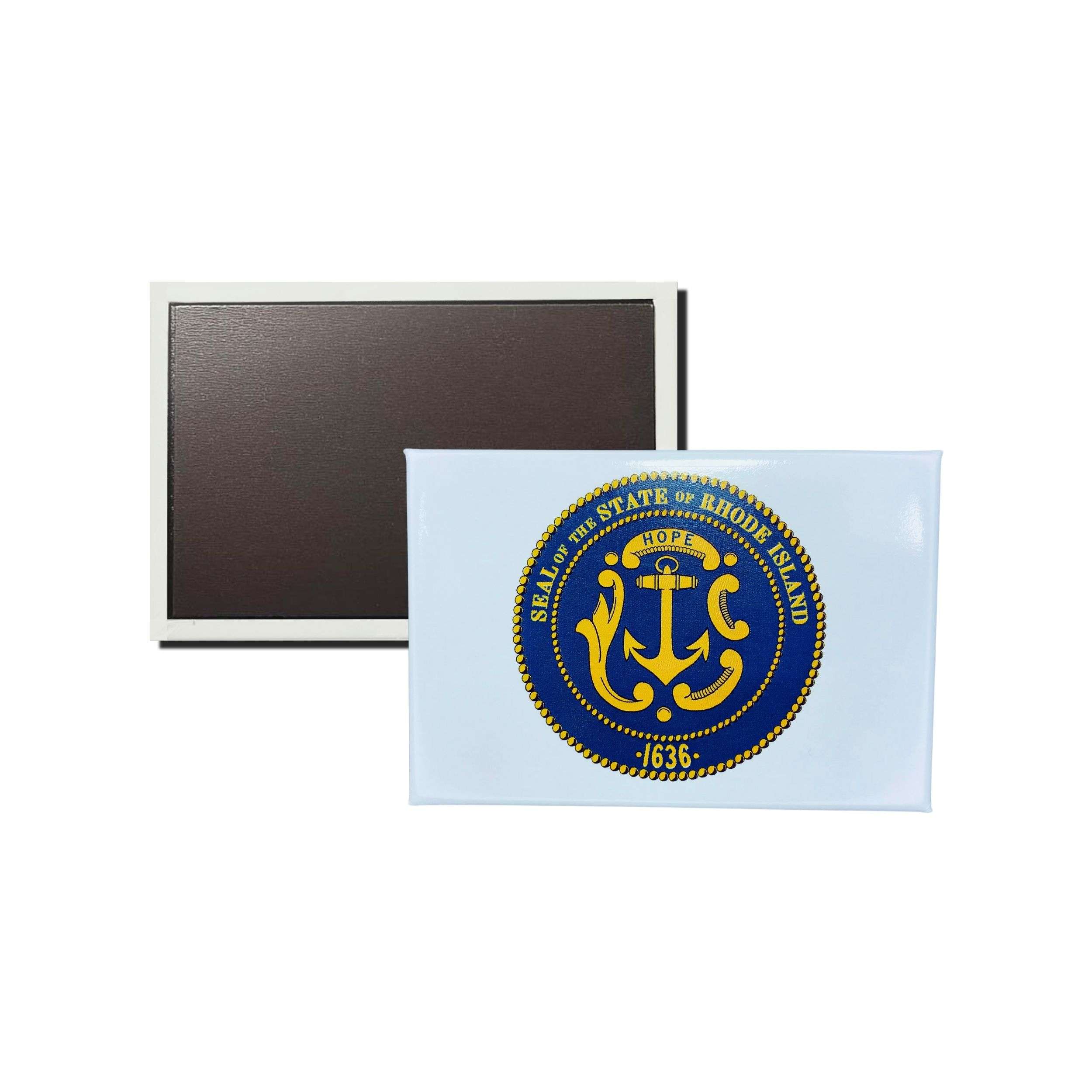 IMAN RECTANGULAR HORIZONTAL ESCUDO ESTADO RHODE ISLAND USA