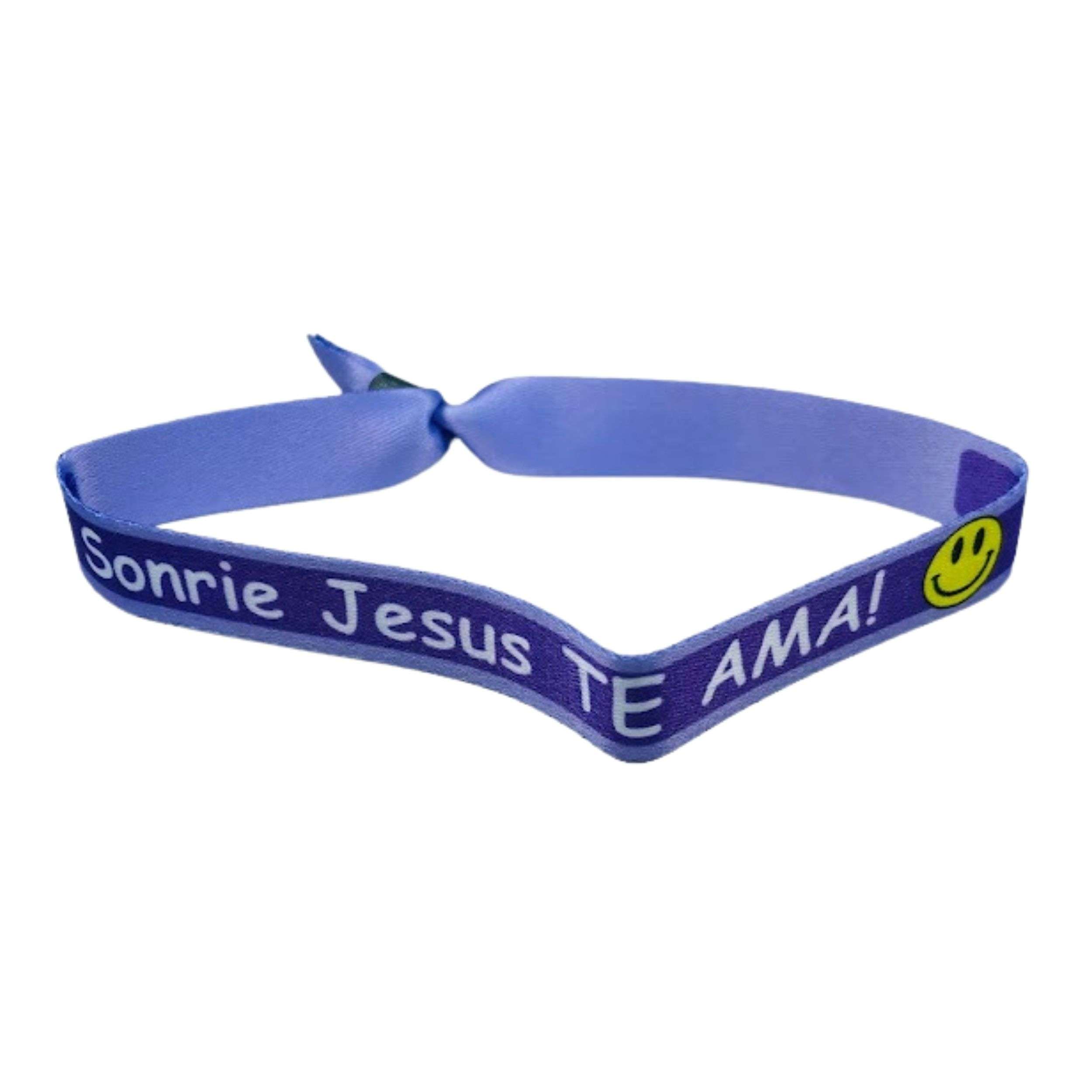 PULSERA MORADA SONRIE JESUS TE AMA P581